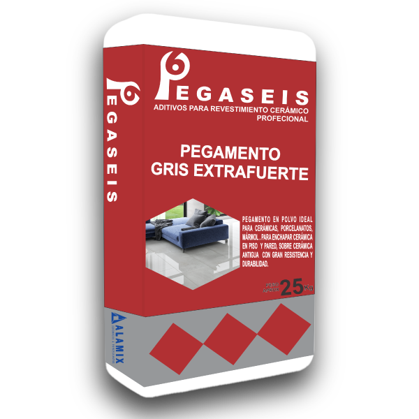 PEGAMENTO GRIS EXTRAFUERTE 25KG - PEGASEIS - ALAMIX - Mejor calidad de vida.